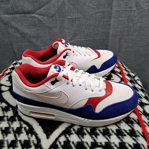 %Size 9.5 Nike Air Max 1 White Royal Blue Red White Men USA CJ9927-100  A 10 main image 9